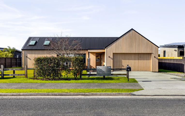 Exterior view of  Modern Barn Living's contemporary barn-inspired Point Wells home design and build
