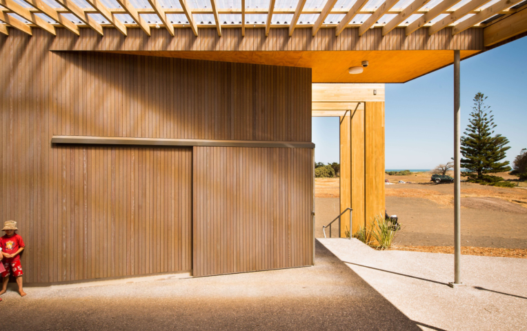 Muriwai Surf Club Jasmax Vertical shiplap cedar weatherboards 1