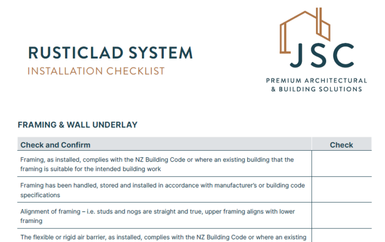 Rusti Clad Checklist