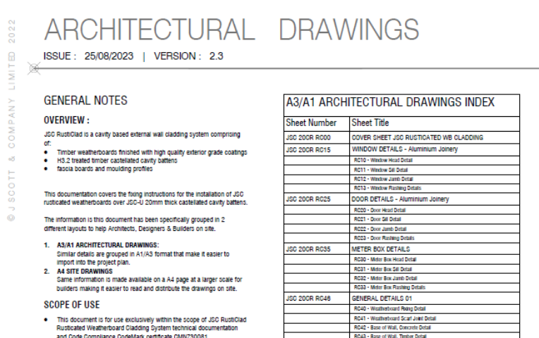 Rusti Clad Architectural Drawings