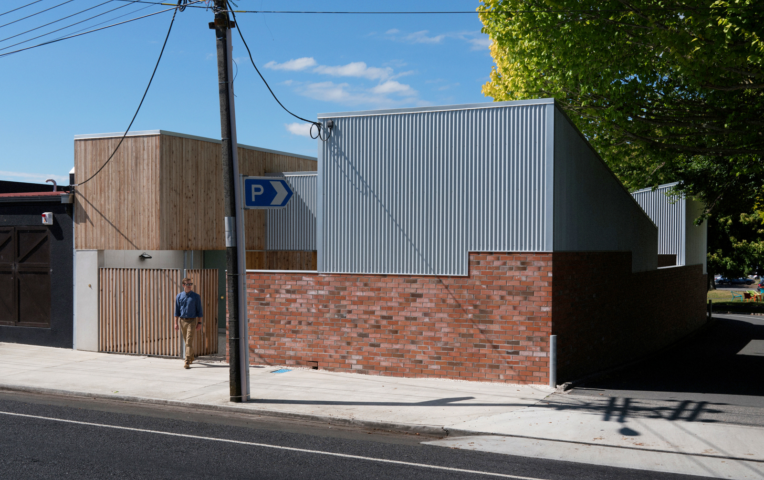 Street view of award winning Cambridge Townhouse by Christopher Beer Architect