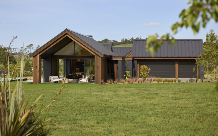 Exterior of Palliser Downs Showhome Wainui with TMT Taxon Cladding
