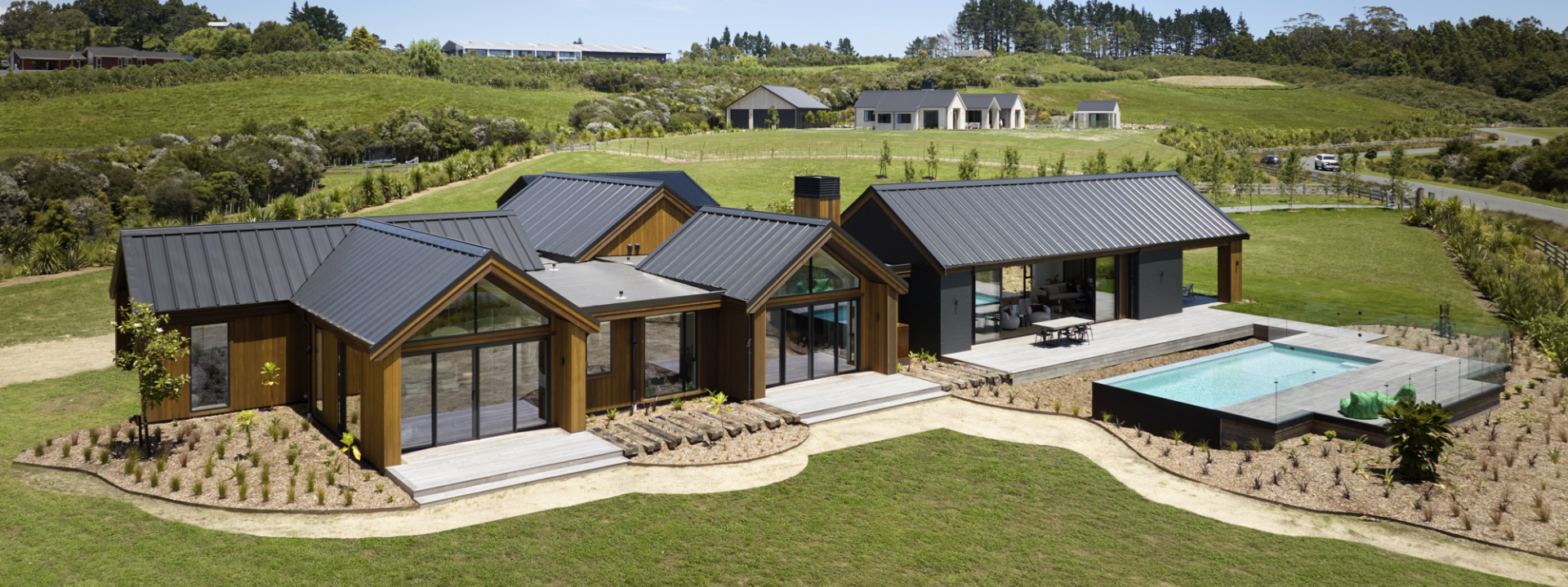 Exterior view of the Palliser Downs Showhome with TMT Taxon cladding