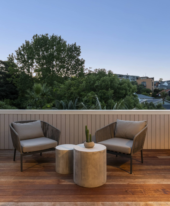 St Georges Bay Road Renovation. Interior View Out to Exterior Deck