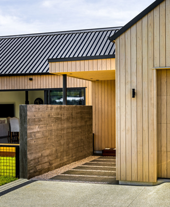 Exterior cladding detail on this contemporary barn-style home in Point Wells