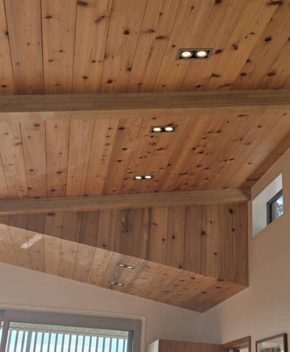 Interior ceiling timber panelling in Rustic Cedar